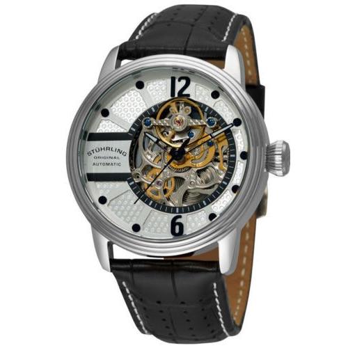 注目ブランド Original Stuhrling 腕時計 海外セレクション 308A 腕時計 メンズ レザー スケルトン オートマチック Prospero 33152 腕時計