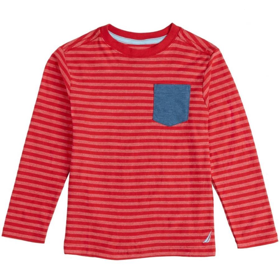 トップス シャツ Tシャツ ノーティカ Nautica リトル ボーイズ ストライプd ニット Shirt (2T-7)BIKING RED Tシャツ