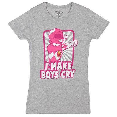 ファッション レトロマッチラベル 北欧デザイン 鳥 アメリカ人気キャラクター Tシャツ マイティなmorphin パワーレンジャー Power Rangers Pink I Make Boys Cry Licensed Women S Junior T Shirt Gray 9jbmrlxdvv Www Sakphotography Com