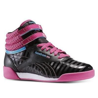 ユニセックス シューズ リーボック Reebok フリースタイル Hi キッズ スニーカー ブラック ピンク V Sz4 7y Sw Www Novatic Vn