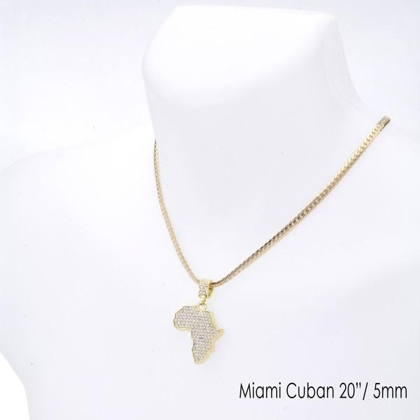 【ギフト】 チェーン ネックレス G 1126 MCP Necklace Chain Cuban Miami 24" / 20" Pendant Map African Iced Men's 海外セレクション ネックレスチェーン