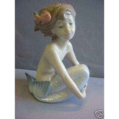 芸能人愛用 リアドロ MERMAID #1459   LLADRO BY NAO FIGURE PORCELAIN FISH ウイズ MAIDEN GIRL SEA SITTING オブジェ、置き物