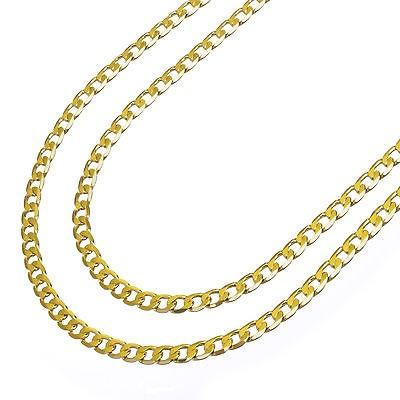 買い保障できる ネックレス メタルツリー98 Men's 14K Yellow Gold Plated 4 mm Cuban Double Chain Necklace 22"+26" 2pc Set ネックレス、ペンダント