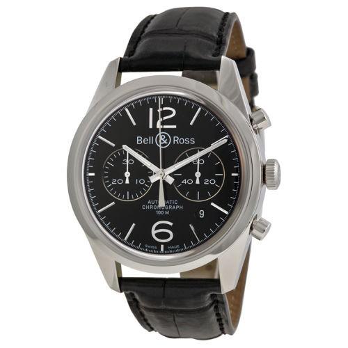 【通販 人気】 Bell ベルアンドロス 腕時計 and BRG126-BL-ST/SCR 腕時計 Made スイス オートマチック Officer ビンテージ メンズ Ross 腕時計