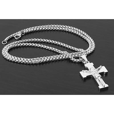 正規品 Steel Stainless Mens ヒップホップ ジュエリー アメリカン ネックレス チェーン 安心の国内発送 海外輸入 Cross Chain Necklace Box Round 24 Pendant Medal Jesus メンズアクセサリー