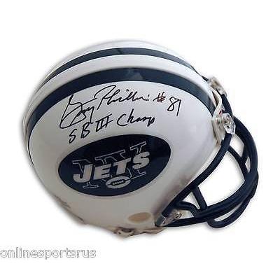 フットボール NFLアメリカン ウェア ユニフォーム リデル Autographed Gerry Philbin Mini Helmet "SB III Champs" New York Jets 記念グッズ