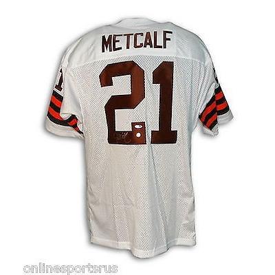 フットボール Nflアメリカン その他の競技種目 ウェア ユニフォーム アスレティック 記念グッズ ニット ウェア Eric Metcalf Autographed Throwback Jersey Cleveland Browns E パンダストア 日本格安