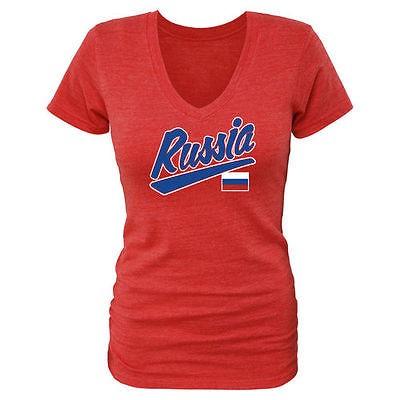 サッカー フットボール リーグ アメリカ Usa Fanatics ブランドed Russia レディース レッド フリーハンド トライブレンド Vネック Tシャツ 納得できる割引