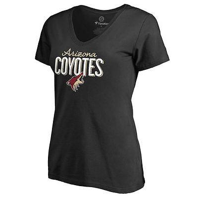 【2022最新作】 Arizona ナショナルリーグ 全米 USA アメリカ NHL アイスホッケー ファナティックス Coyotes Tシャツ Fit スリム Nostalgia ブラック レディース その他アイスホッケー用品