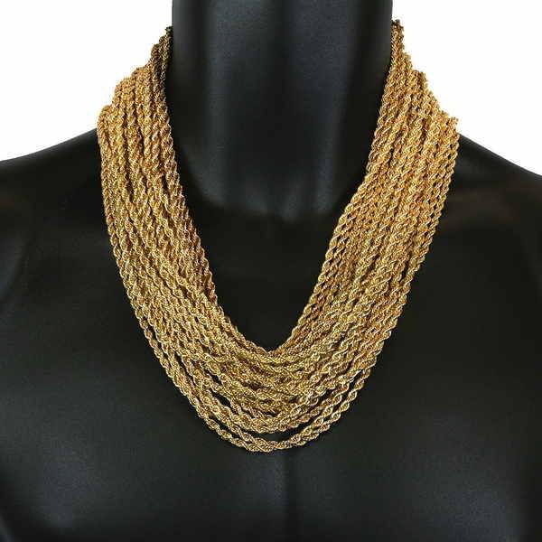 チェーン ネックレス アメリカン ジュエリー ヒップホップ Wholesale 16k Gold Plated 24 Inch Italy Rope Chain Necklace 100 50 Pcs Lot Manouvellevoiture Be