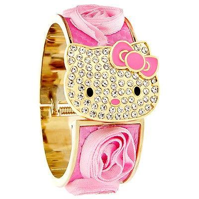 【お得】 By Kitty Hello サンリオ 腕時計 Sanrio HK1728S 腕時計 バングル フラワー ピンク クリスタル Juniors レディース 腕時計
