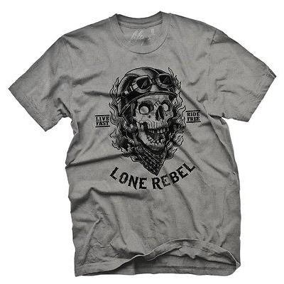 正規激安 Clothing Fifty5 Men's 海外セレクション メンズ Tシャツ Lone Skull Rider Skeleton Grey Shirt T Dye Pigment Rebel その他トップス