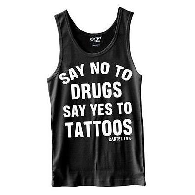 クリスマス プレゼント バイヤー厳選 円高還元セール開催中 Tシャツ カルテルインク メンズ Cartel Ink Say No To Dラグs タンクトップ Yes To Tattoos Inked Tattood Life