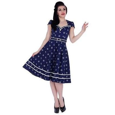激安 即納 ドレス ワンピース ヴードゥーヴィクセン レディース Voodoo Vixen Joni Nautical プリント Flare ドレス ネイビー ビンテージ Rockabilly 送料込 Www Skylanceronline Com
