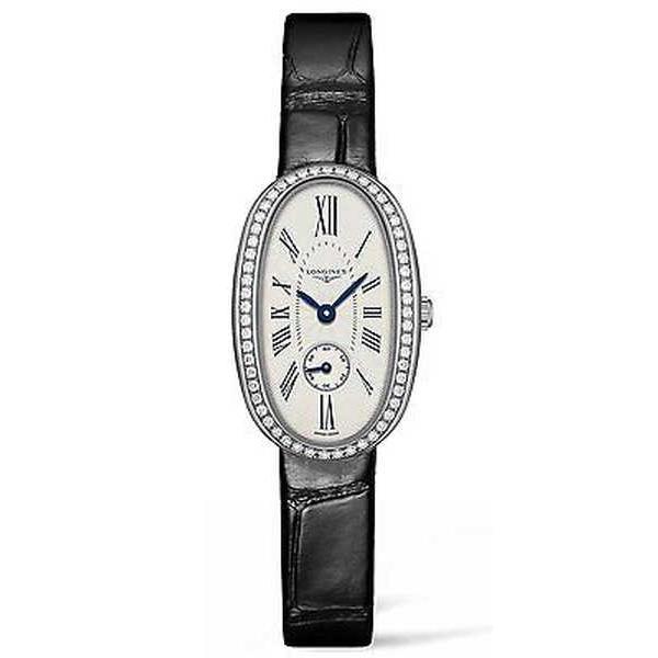 ファッション ロンジン 腕時計 Longines 腕時計 レザー ブラック ダイヤモンド 'Symphonette' L23060710 レディース 腕時計