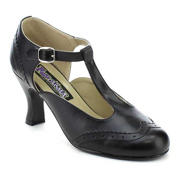 メーカー包装済 ヒール パンプス シューズ 靴 Funtasma レディース Kitten ヒール ラウンド Toe T ストラップ スライド パンプス Flapper 26 ブラック ホワイト Black Pu 進化版 Subhasagun Com