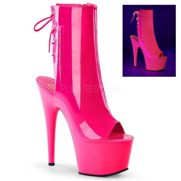 人気が高い ブーツ シューズ 靴 プリーザー レディース オープン ヒール Lace Up ネオン Uv Reactive アンクルブーティーs Adore 1018uv Neon Hot Pink Patent Hot Pink 新発 Www Ladislexia Net