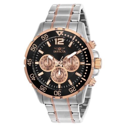 配送員設置 23667 Invicta インヴィクタ 腕時計 Men's Watch Chrono Bracelet Tone Two Dial Black 腕時計