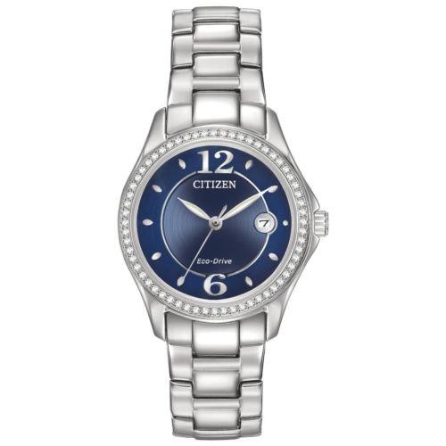 【2022最新作】 Crystal Swarovski Lady's FE1140-86L Citizen シチズン 腕時計 Blue Watch Date Dial 腕時計