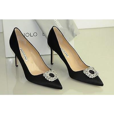 ハイヒール マノロブラニク Manolo Blahnik 90 Jewel Crystals Black Satin Shoes Pumps 40 5 41 Evening Www Arilab Com Tr Index Php