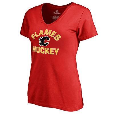 低価格 Flames Calgary ナショナルリーグ 全米 USA アメリカ NHL アイスホッケー ファナティックス レディース Tシャツ Fit スリム Overtime レッド その他アイスホッケー用品