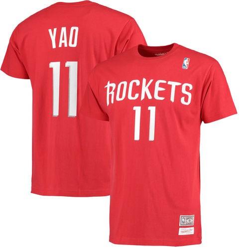 スポーツ ウェア レプリカ ユニフォーム 応援 バスケNBA ミッチェルアンドネス Mitchell Ness Yao Ming Houston Rockets Red Name Number T Shirt