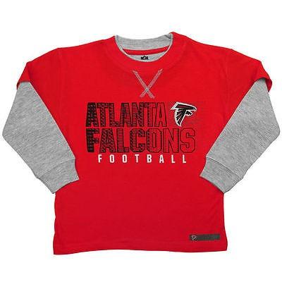 最新人気 フットボール メジャー USA 全米 アメリカ NFL アウタースタッフ Atlanta Falcons Toddler Faux Layer 長袖 Tシャツ レッド Ash 記念グッズ