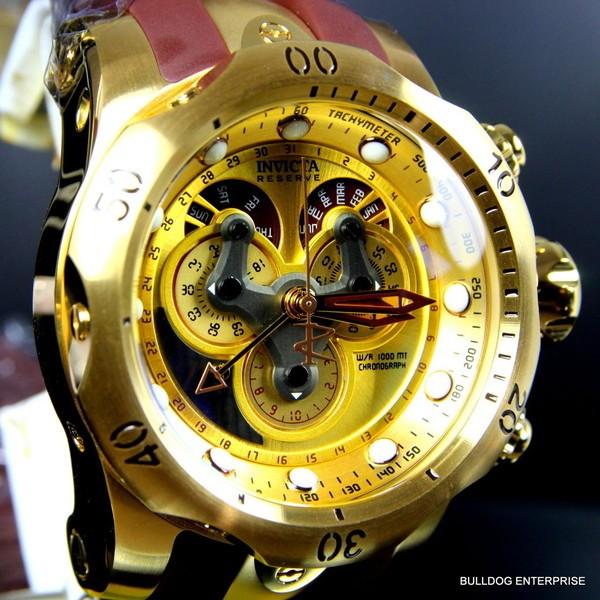 春のコレクション Swiss Venom Reserve Invicta Mens インヴィクタ 腕時計 Master New Watch Brown Plated Gold Calendar 腕時計