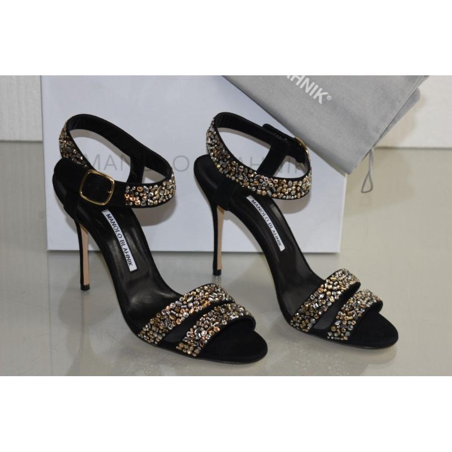 ハイヒール マノロブラニク Manolo Blahnik Lonia Black Crystals Jeweled Strass Sandals Shoes 40 5 Prettyfunnyballoons Com