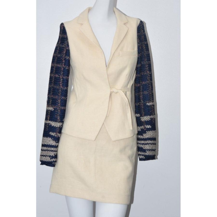 スーツ マイエット MAIYET Suit Slim Blazer & Mini Skirt Natural Jacket Beige Knit Blue 36 その他スーツ、フォーマル