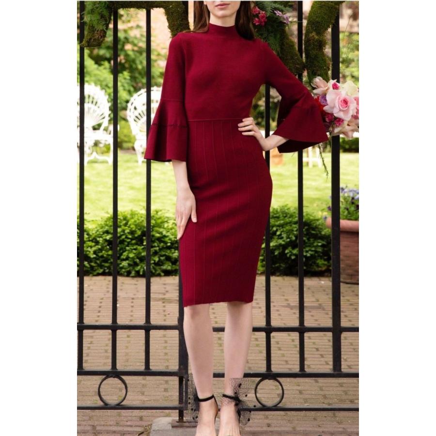 最安値に挑戦 ワンピース レラローズ Lela Rose Flounce Sleeve Stretch Knit Dress Mulberry Wine Xs S M L Xl 全商品オープニング価格特別価格 Raloffshore Com