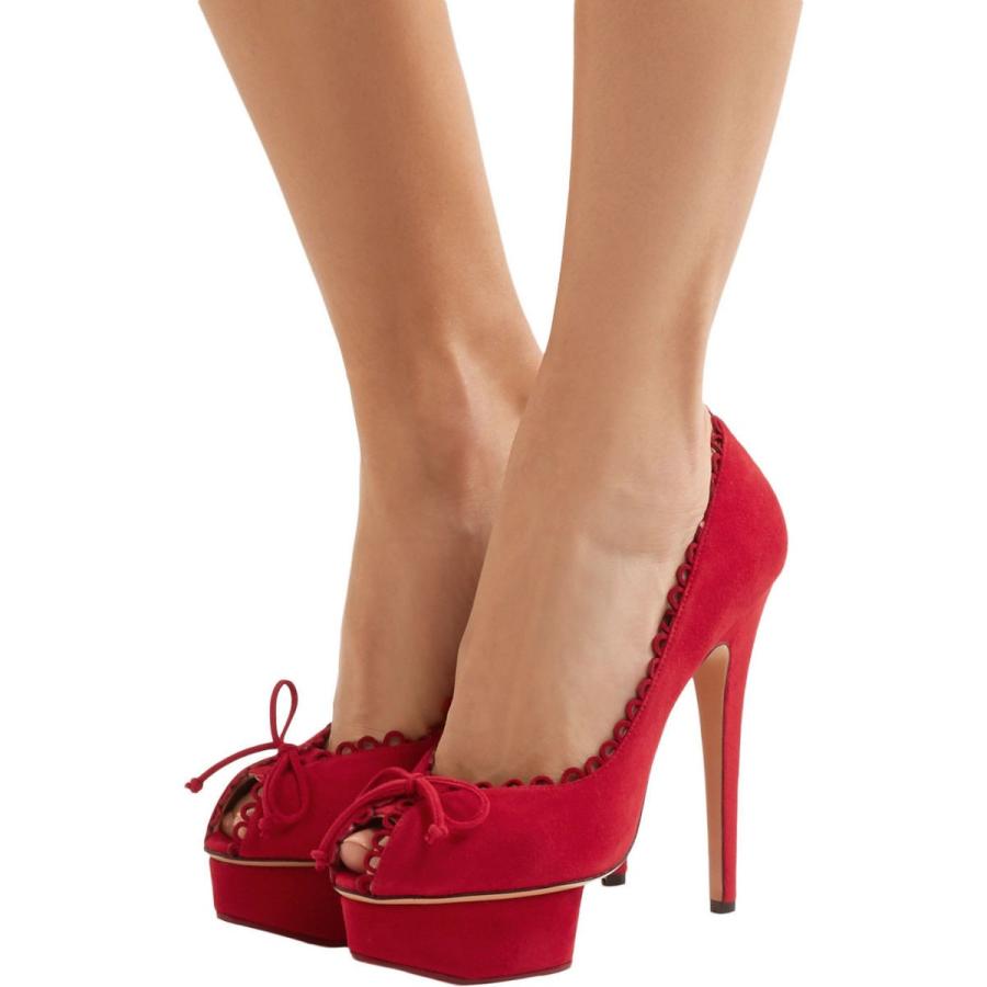 ハイヒール シャーロットオリンピア Charlotte Olympia Daphne Scalloped Suede Platform Pumps Red Shoes 39 41 Bibs Com Ua