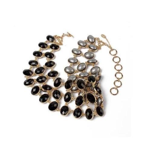 最上の品質な アムリタサイン ネックレス ペンダント アクセサリー AMRITA SINGH Cleopatra リバーシブル Bib ネックレス ブラック / グリッターY グレー 18k GP ~, 栗駒町 d6796364