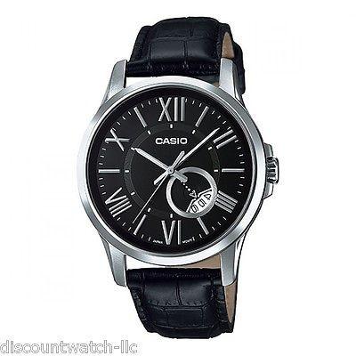 2021年新作入荷 カシオ 腕時計  Casio MTP-E105L-1A メンズ モダン Genuine レザー ドレス 腕時計 ブラック ダイヤル 50M 腕時計