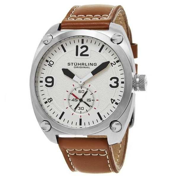 ストゥーリングオリジナル腕時計Stuhrling Original メンズ 581.02 Aviator クォーツ ステンレス スチール 腕時計 ウイズ Tan Le