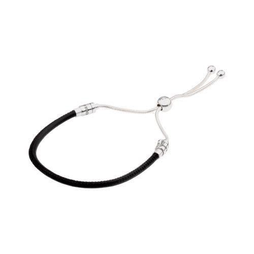 【値下げ】 ブレスレット パンドラ Pandora Sliding Black Leather Bracelet With Clear CZ 597225CBK2, ヨナグニチョウ adb53495