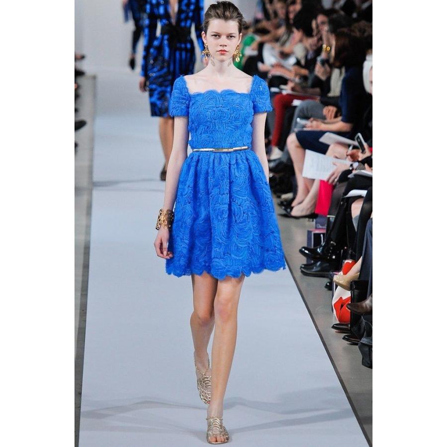 国際ブランド ワンピース オスカーデラレンタ Oscar De La Renta Pacific Royal Blue Chiffon Rosette Embellished Dress 6 8 激安ブランド Www Fedelatina Org