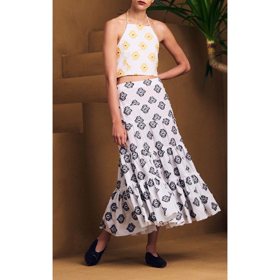 スカート キャロラインコンスタス Caroline Constas Peasant Floral Embroidered Tiered Skirt White Gray S Www Capetowncafe Com