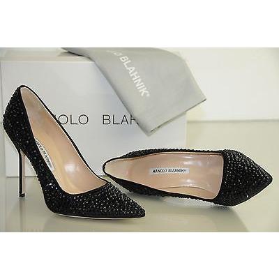 ハイヒール マノロブラニク Manolo Blahnik Cry 105 Black Crystals Jeweled Pumps Shoes 38 40 Prettyfunnyballoons Com