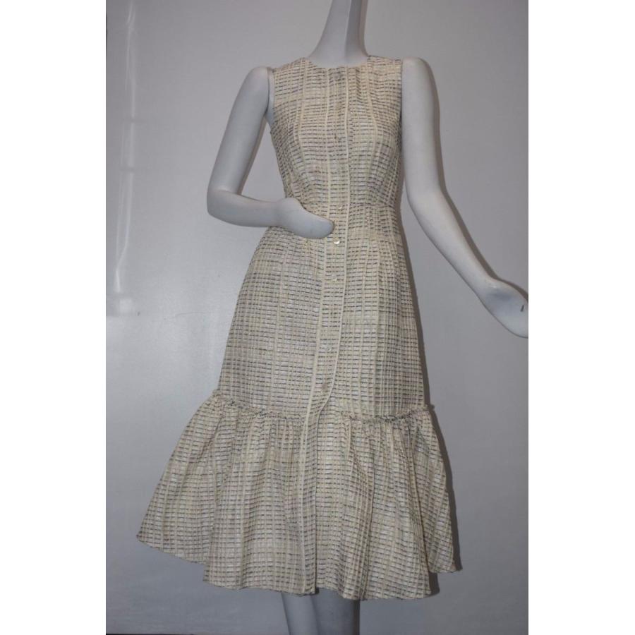 De Oscar Tweed オスカーデラレンタ Boucle Navy ワンピース La Tweed Renta Silk Midi Jacquard Midi Dress Ivory Navy 2 4 E パンダストア