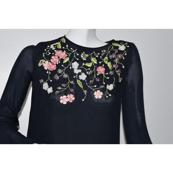 トップス オスカーデラレンタ Oscar De La Renta Blouse Navy Embroidered 3 D Flowers Floral Silk 0 2 4 S Xs Zernotok Com