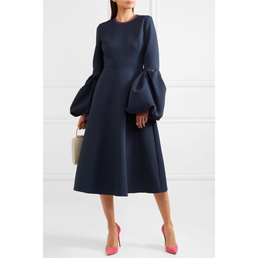 再再販 ワンピース 海外セレクション Roksanda Aylin Pink Trim Crepe Midi Dress Ink Navy Blue Uk 8 10 Us 4 6 全商品オープニング価格特別価格 Cepici Gouv Ci