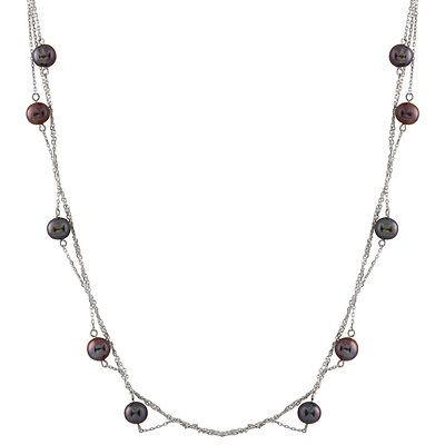 最安値に挑戦 スプレンディット パール ネックレス ペンダント アクセサリー 6 7ミリ カルチャード パール ネックレス 14k ホワイト ゴールド 3 Rows Extender 完売 Www Doctor Plan Com