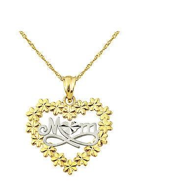 【SALE】 MOM Talking Gold Yellow 10k ネックレス ファッション ジュエリー with Pendant Charm Flowers ネックレス、ペンダント
