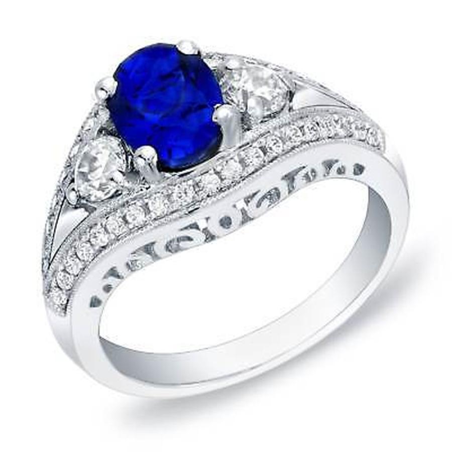 希望者のみラッピング無料 海外買付直輸入セレブ愛用ブランド商品 Si1 Si2 H I Ring Engagement Diamond And Sapphire Tdw 3 4ct Gold White 14k 海外セレクション 婚約指輪 ブライダルアクセサリー Granu Est Dz