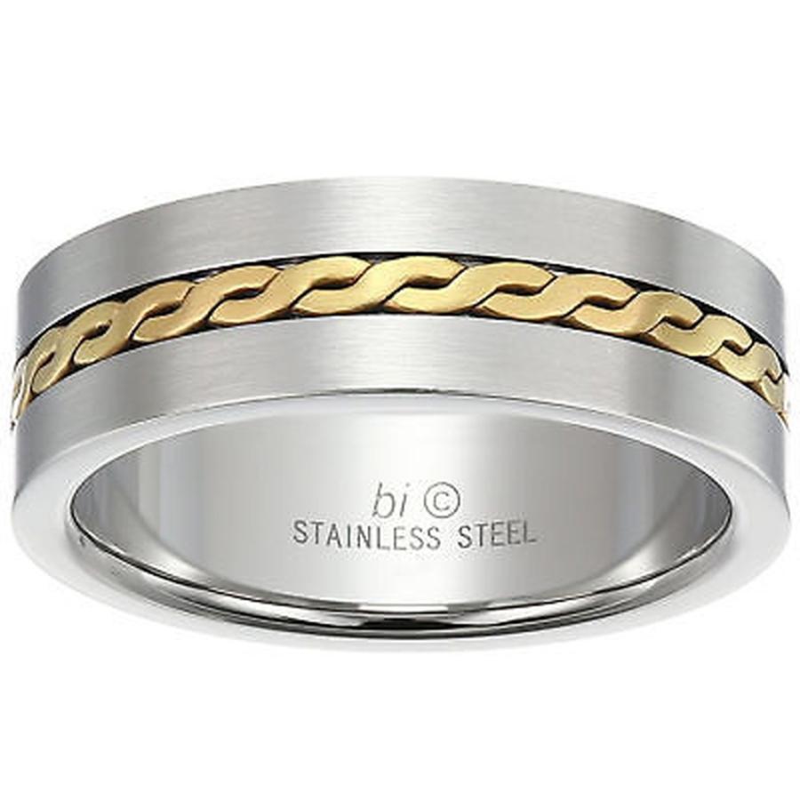 人気No.1 Steel Stainless リング 海外バイヤー厳選ブランド Men's Ring Inlay Rope Gold-tone 指輪