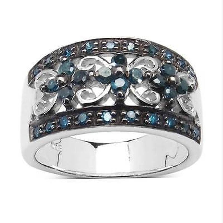 日本最級 マライカ Ring Silver Sterling Diamond Blue Genuine Carat 0.54 Malaika ジェムストーン 指輪