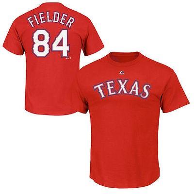 マジェスティック アメリカ USA メジャー リーグ 全米 野球 MLB Majestic Prince Fielder Texas Rangers レッド Official Name and Number Tシャツ