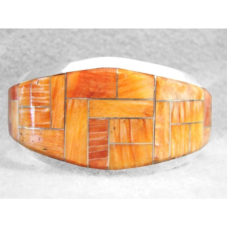 ブレスレット 海外セレクション Navajo オレンジ Spiny Oyster ブレスレット スターリング シルバー Inlay ネイティブ アメリカン ラージ Mohmmadiyon Com