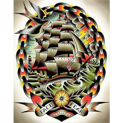 うのにもお得な情報満載！ Tyler by II Fear 海外セレクション  アート Bredeweg Anchor Ship Nautical Tattoo Traditional Giclee Canvas ポスター